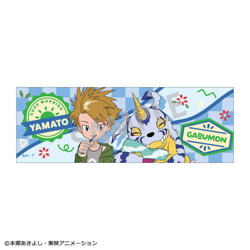 『デジモンアドベンチャー』ロングスクエア缶バッジ_ 石田ヤマト&ガブモン/寝起き